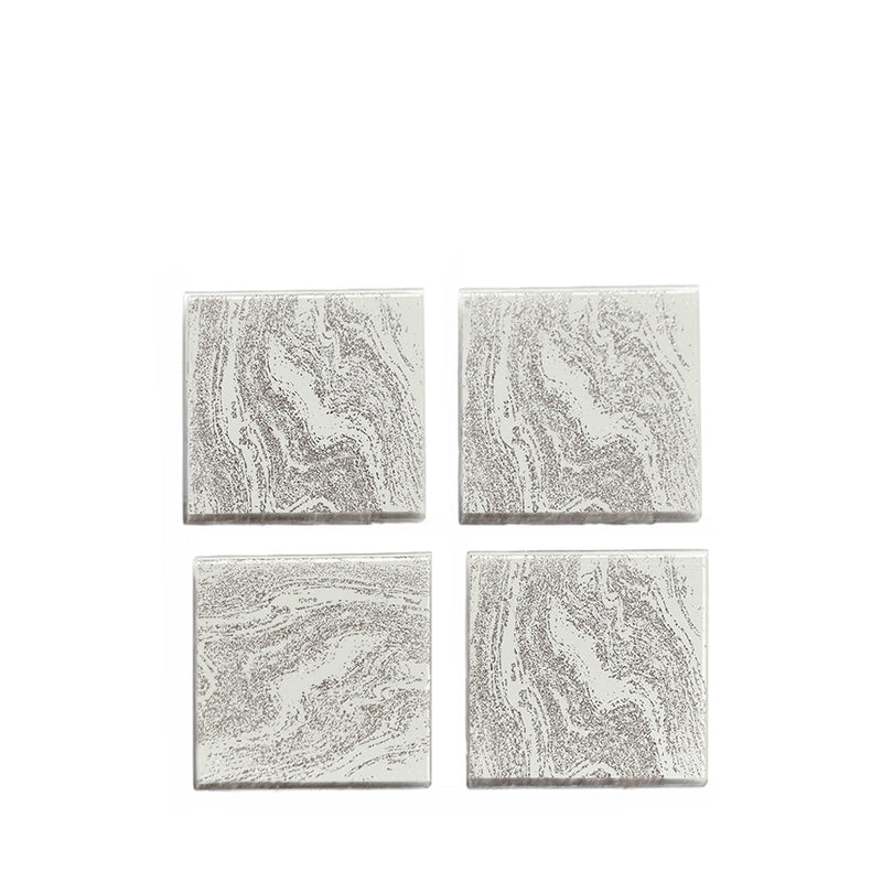 BOWRING - Silver Glitter Set 4 Square Coasters
