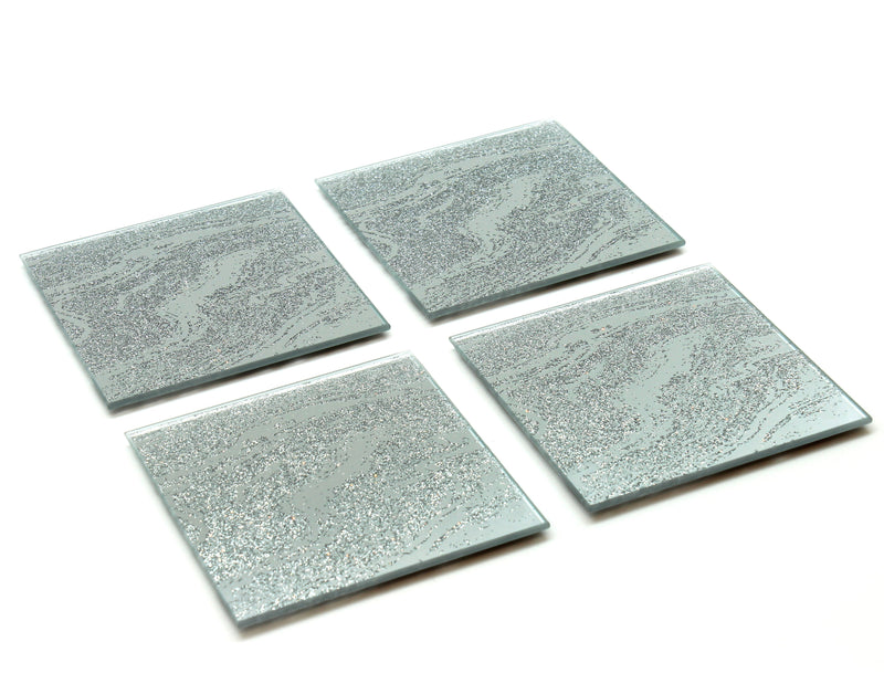 BOWRING - Silver Glitter Set 4 Square Coasters
