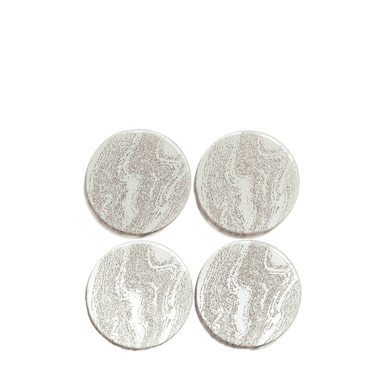 BOWRING - Silver Glitter Set 4 Round Coasters