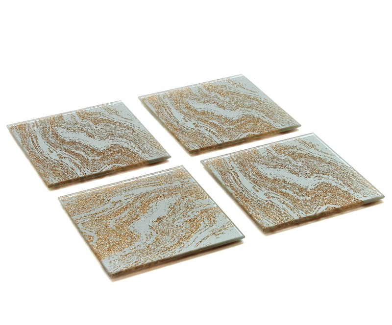 BOWRING - Champagne Glitter Set 4 Square Coasters