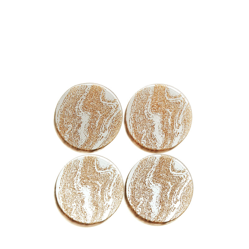 BOWRING - Champagne Glitter Set 4 Round Coasters