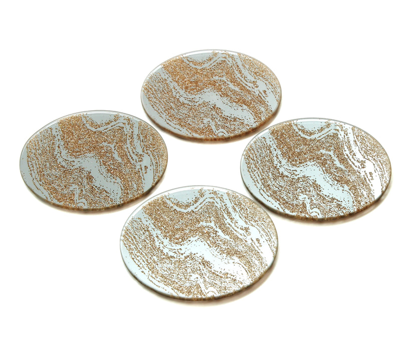 BOWRING - Champagne Glitter Set 4 Round Coasters