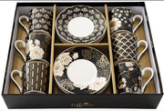Easy Life - Art Deco & Flowers Set of 6 100ml Espresso Cup & Saucers