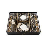 Easy Life - Art Deco & Flowers Set of 6 100ml Espresso Cup & Saucers