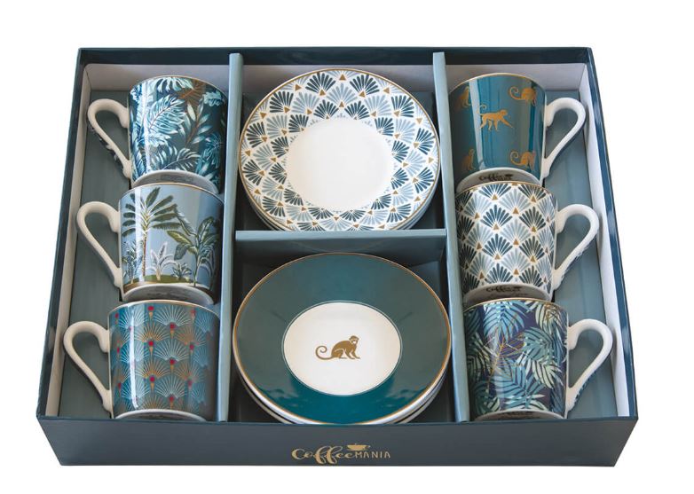 Easy Life - Jungle 100ml Espresso Cups & Saucers Set of 6