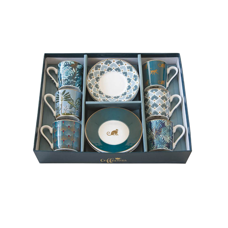 Easy Life - Jungle 100ml Espresso Cups & Saucers Set of 6