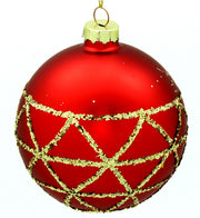 BOWRING - 10cm Red Ornament with Gold Glitter