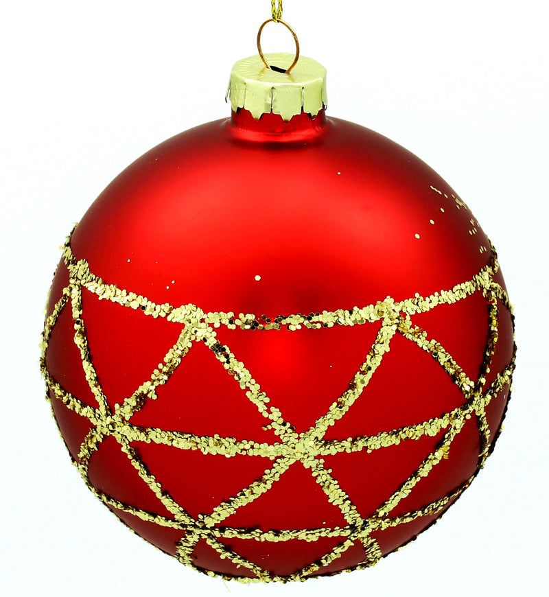 BOWRING - 10cm Red Ornament with Gold Glitter