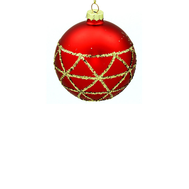 BOWRING - 10cm Red Ornament with Gold Glitter