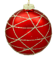 BOWRING - 12cm Red Ornament with Gold Glitter