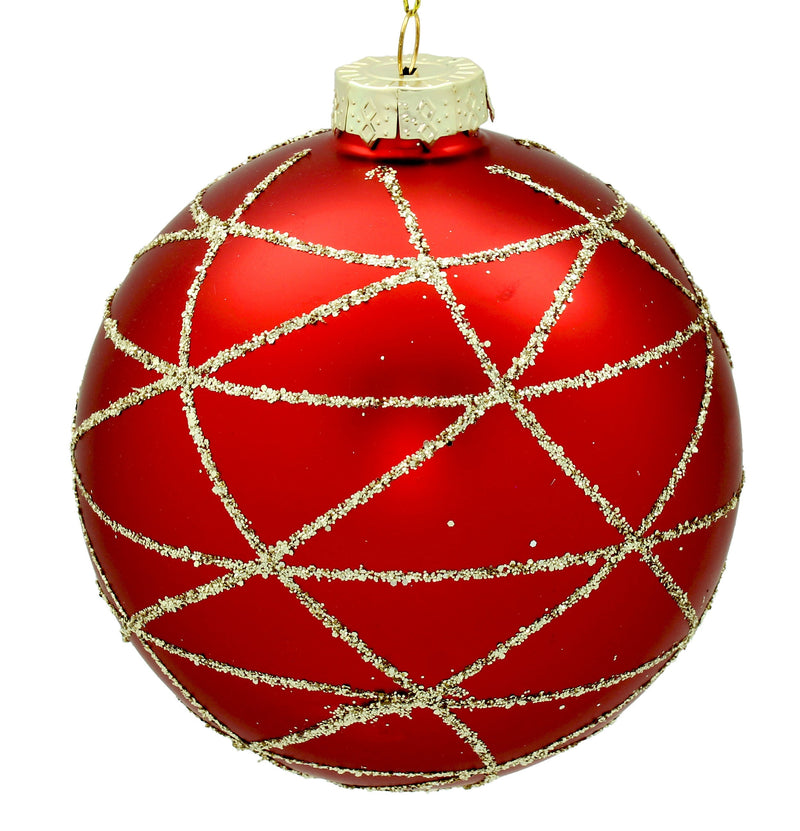 BOWRING - 12cm Red Ornament with Gold Glitter