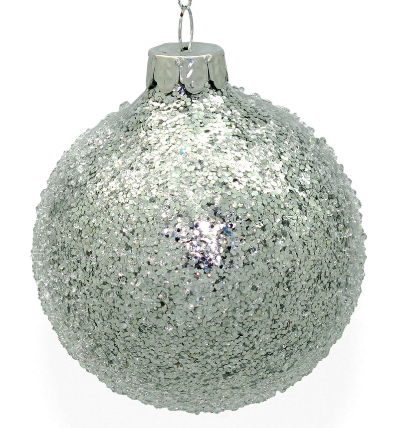 BOWRING - 8cm Iced Silver Ornament