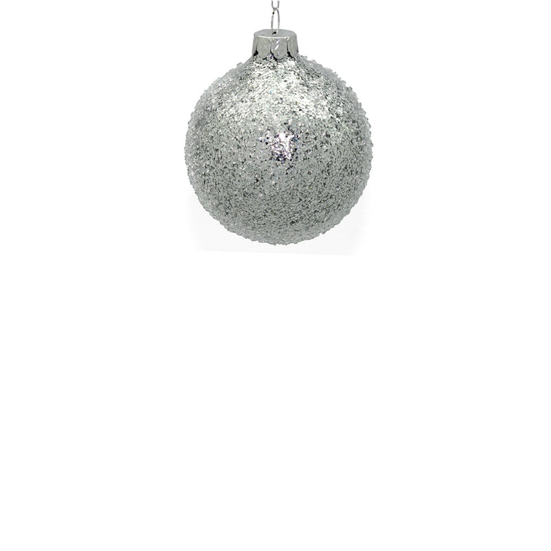 BOWRING - 8cm Iced Silver Ornament