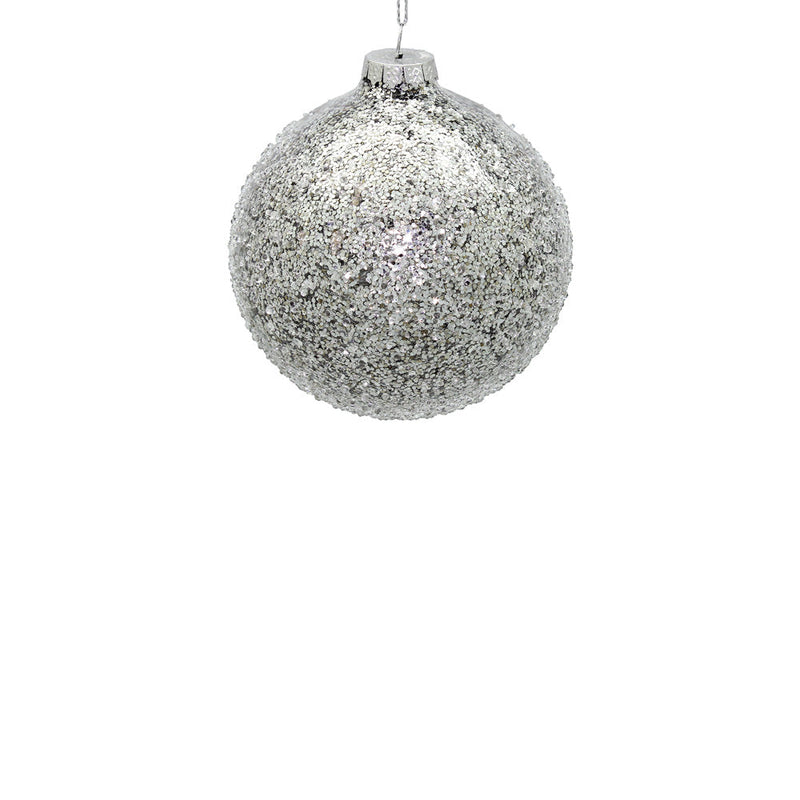 BOWRING - 10cm Iced Silver Ornament