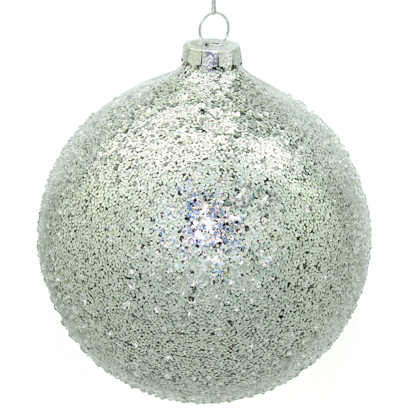 BOWRING - 12cm Iced Silver Ornament