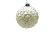 BOWRING - 10cm White Ornament with Silver Glitter