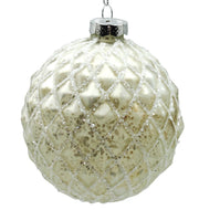 BOWRING - 10cm White Ornament with Silver Glitter