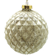 BOWRING - 10cm White Ornament with Champagne Glitter