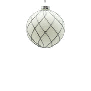 BOWRING - 10cm White Flow Ornament with Silver Glitter