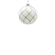 BOWRING - 8cm White Flow Ornament with Silver Glitter