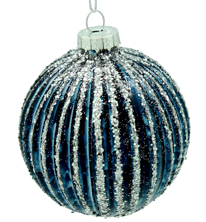 BOWRING - 8cm Fluted Blue Ornament