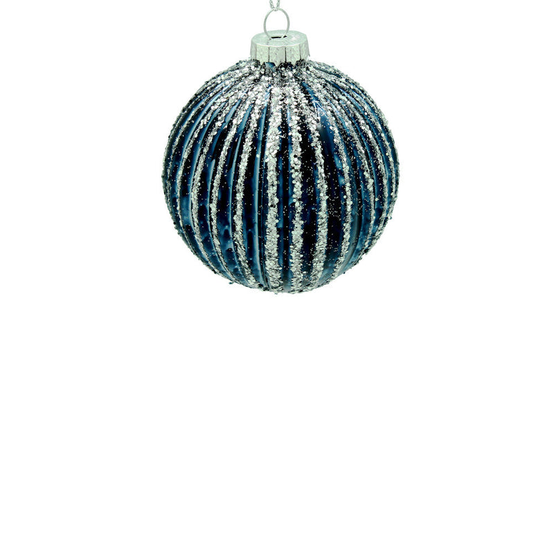 BOWRING - 10cm  Fluted Blue Ornament