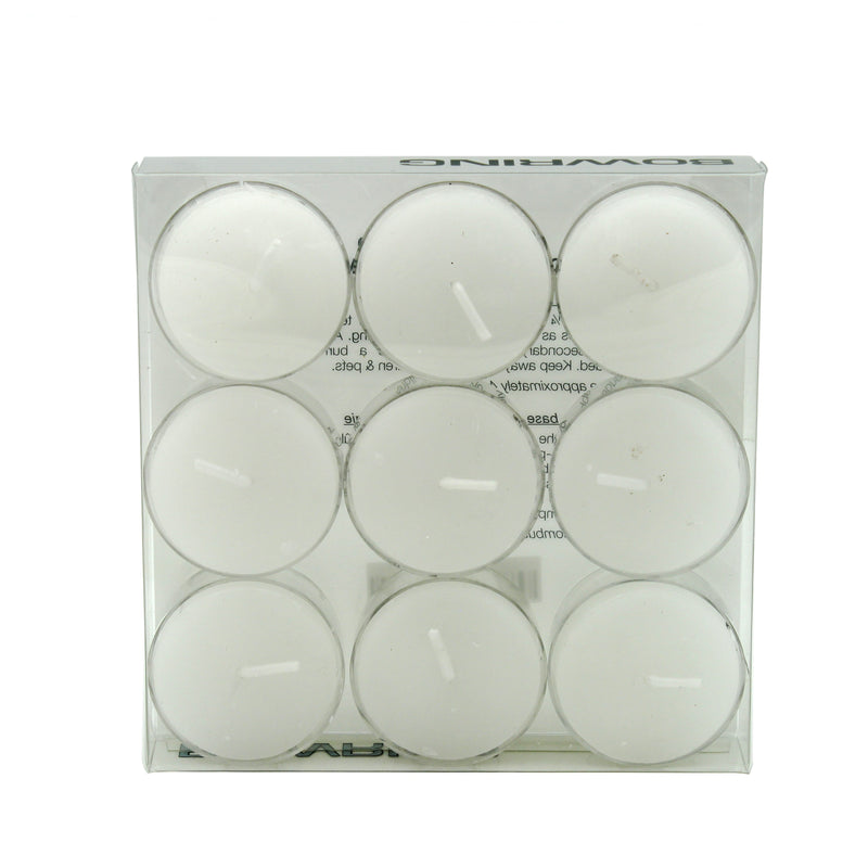BOWRING - Tealight Candles Set of 9 Blanco