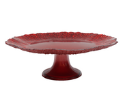 BOWRING - Opulence 32cm Footed Glass Red Cake Plate