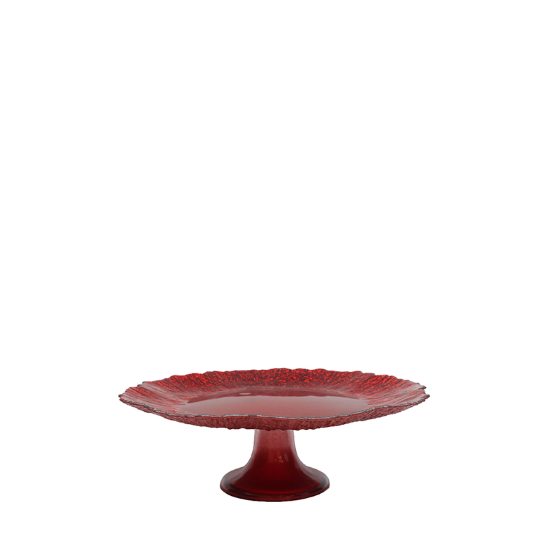 BOWRING - Opulence 32cm Footed Glass Red Cake Plate