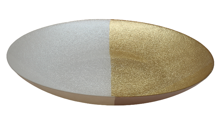 BOWRING - Alexi White & Gold 50cm Glass Centrepiece