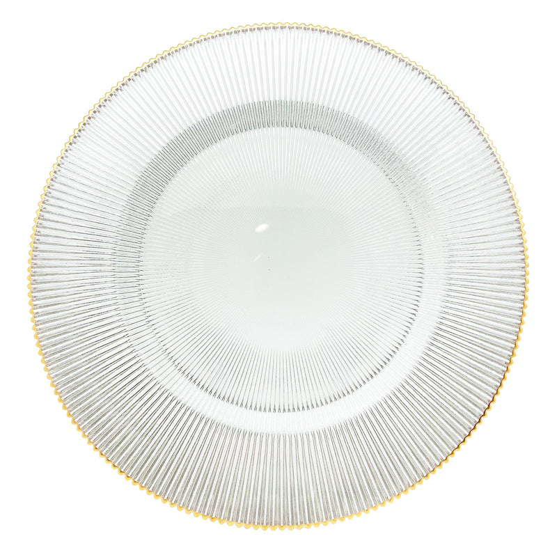 BOWRING - Radiance 33cm Clear Glass Charger Plate with Gold Rim