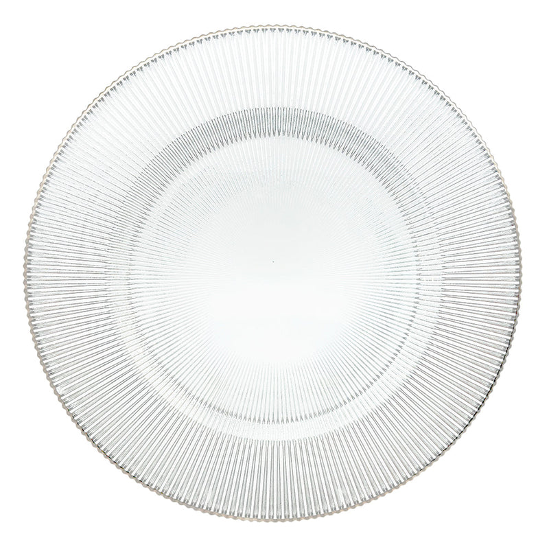 BOWRING - Radiance 33cm Clear Glass Charger Plate with Silver Rim