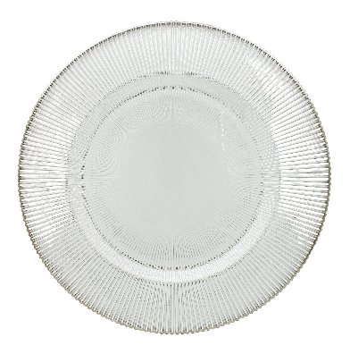 BOWRING - Radiance 33cm Clear Glass Charger Plate with Silver Rim