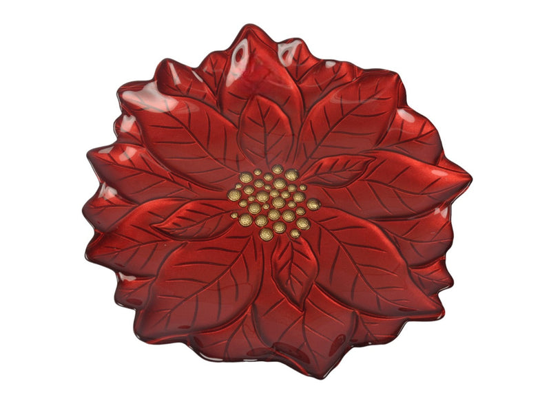 BOWRING - Poinsettia 23cm Glass Red Plate