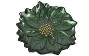 BOWRING - Poinsettia 23cm Glass Green Plate