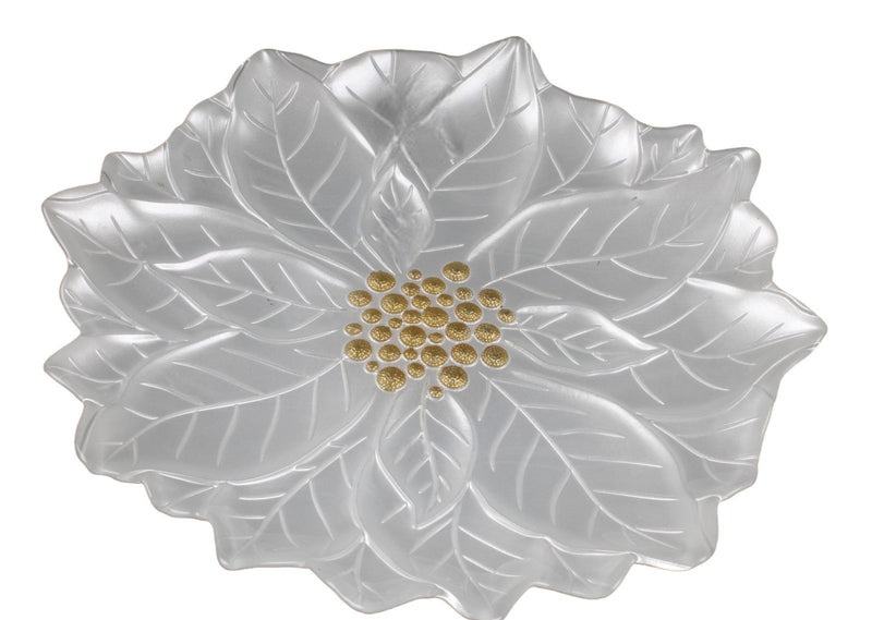 BOWRING - Poinsettia 23cm White Glass  Plate