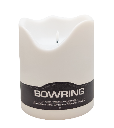 BOWRING - Flameless LED Indoor/Outdoor Candle White 6"Dia. X 8"H