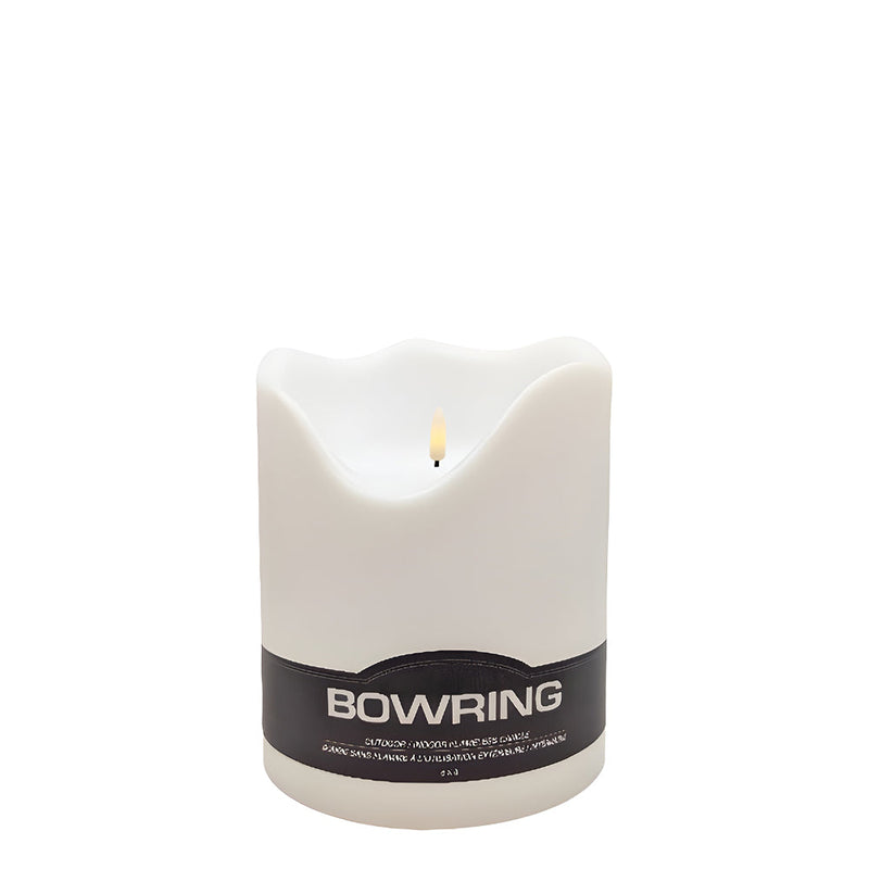 BOWRING - Flameless LED Indoor/Outdoor Candle White 6"Dia. X 8"H