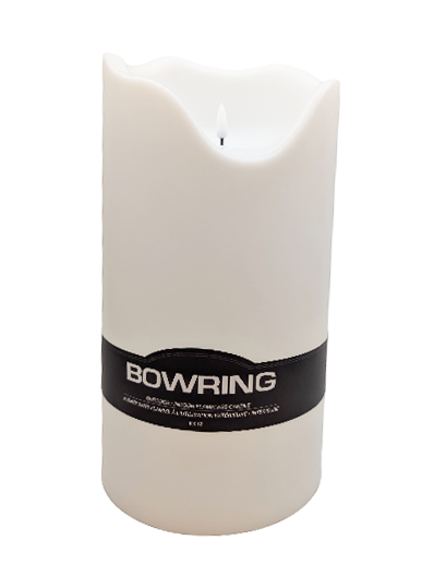 BOWRING - Flameless LED Indoor/Outdoor Candle White 6"Dia. X 12"H