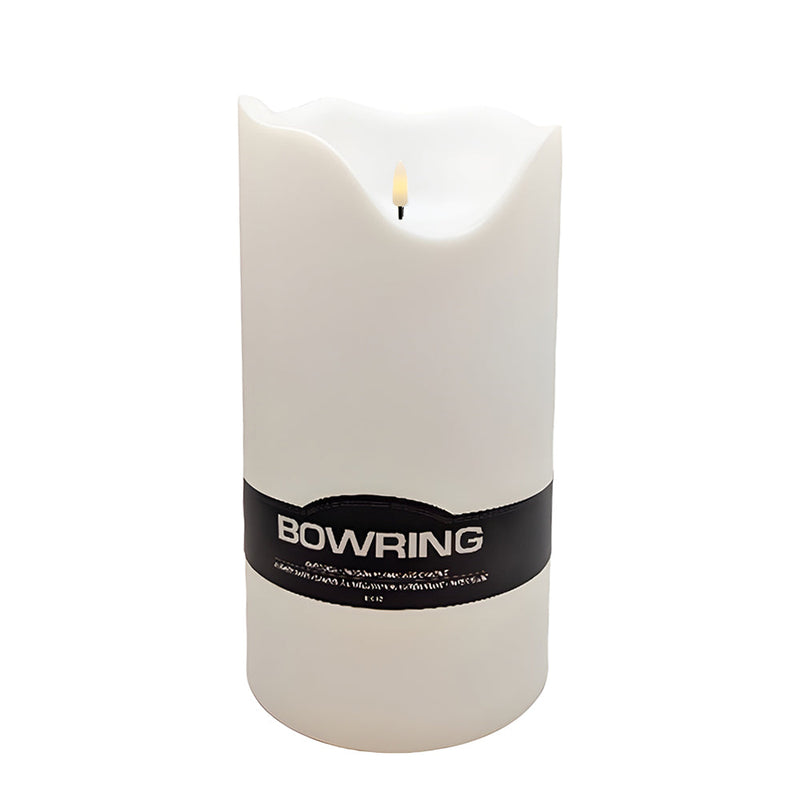 BOWRING - Flameless LED Indoor/Outdoor Candle White 6"Dia. X 12"H