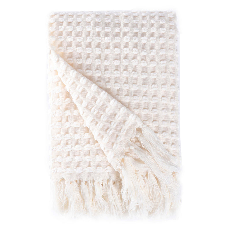 BOWRING - Millie Textured Chenille 50" x 60" Throw, Ivory