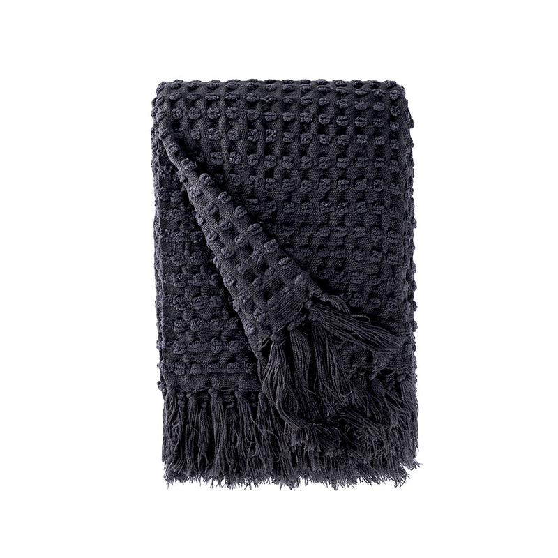 BOWRING - Millie Textured Chenille 50" x 60" Throw, Charcoal
