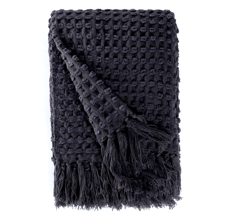BOWRING - Millie Textured Chenille 50" x 60" Throw, Charcoal