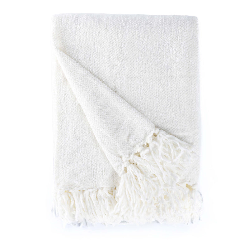 BOWRING - Darby Chenille 50" x 60" Throw, Ivory