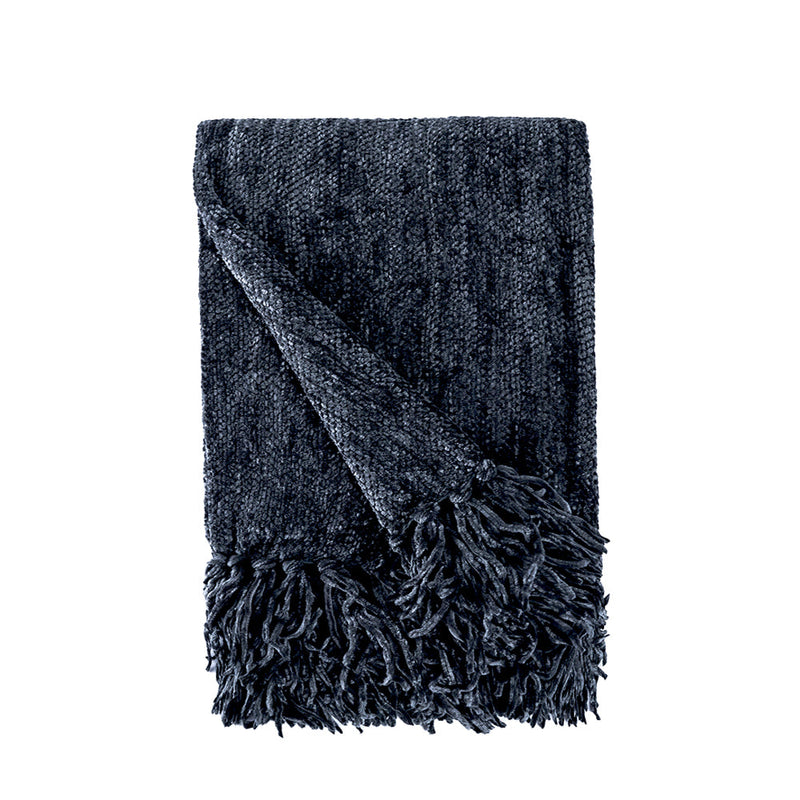 BOWRING - Darby Chenille 50" x 60" Throw, Charcoal