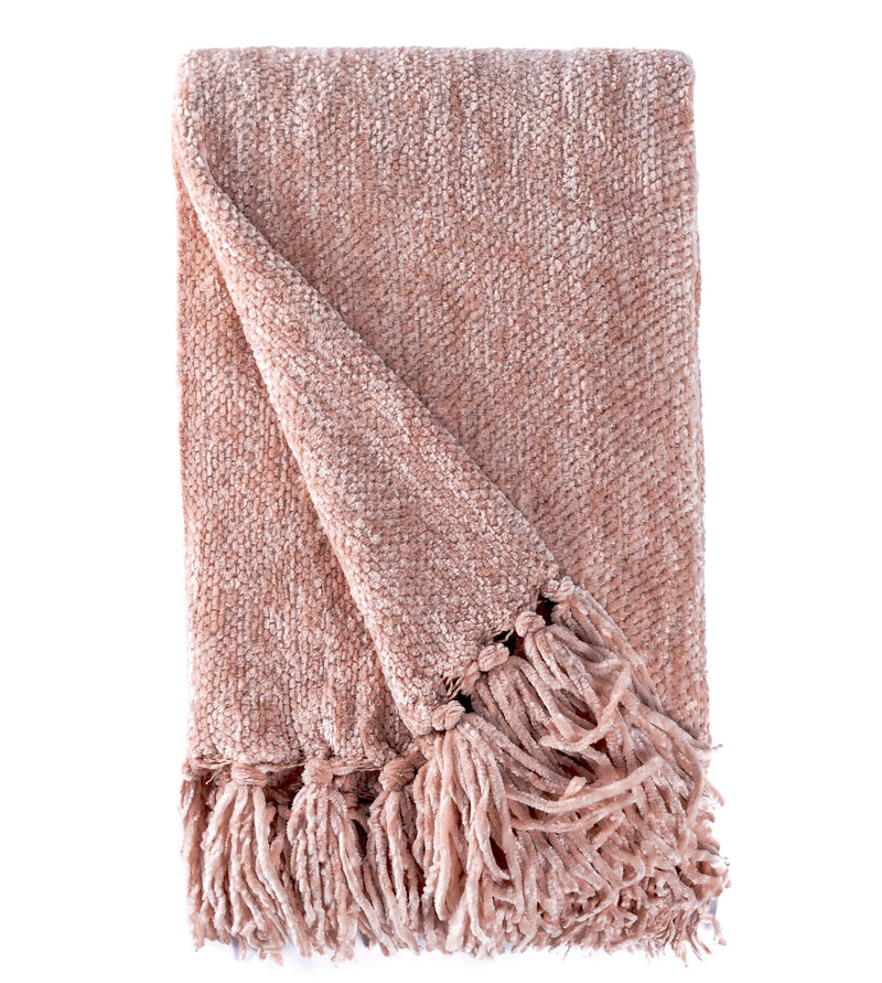 BOWRING - Darby Chenille. 50" x 60" Throw, Rosewood