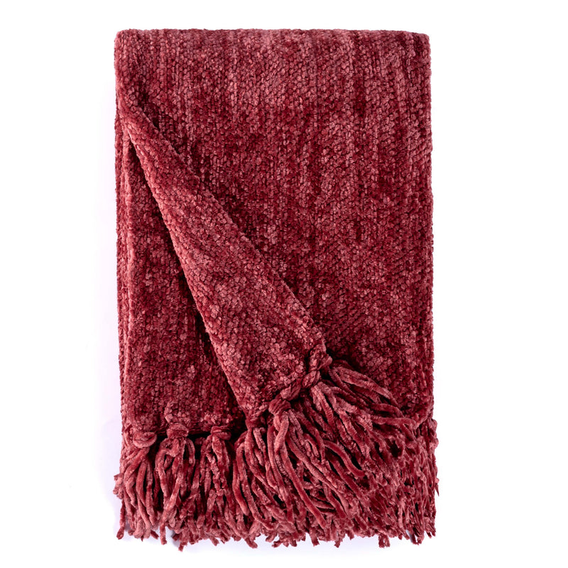 BOWRING - Darby Chenille 50" x 60" Throw, Crimson Red