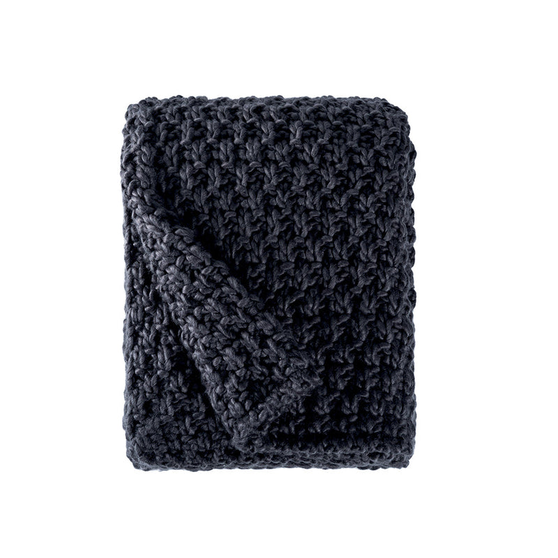 BOWRING - Avanti Waffle Knit 50" x 60" Throw, Charcoal