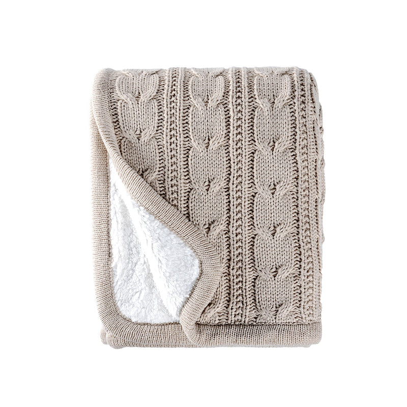 BOWRING - Moritz Cable 50" x 60" Throw, Taupe