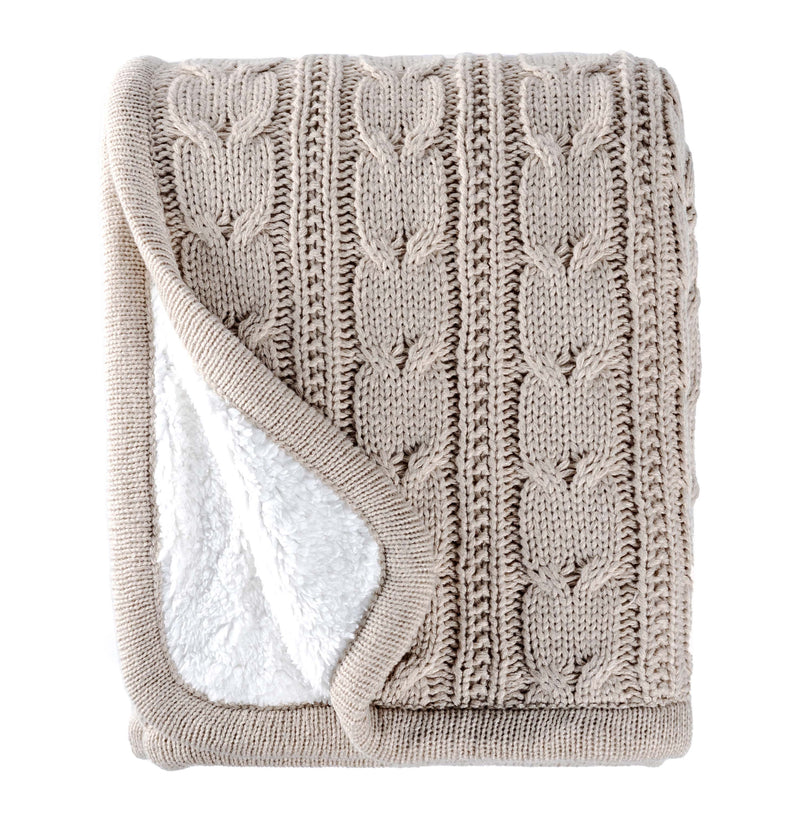 BOWRING - Moritz Cable 50" x 60" Throw, Taupe